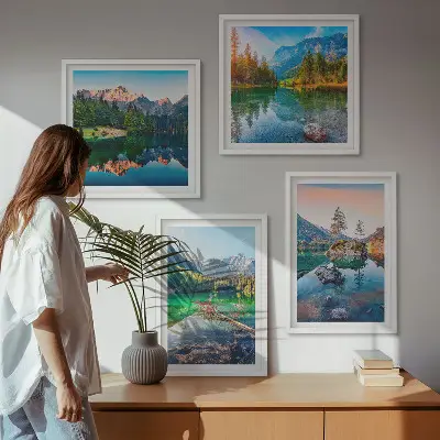 Bergmeren natuurlandschap meerluik in lijst