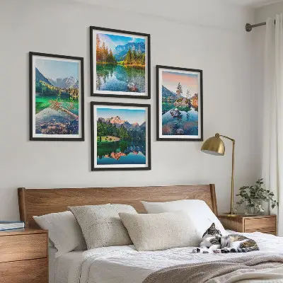 Bergmeren natuurlandschap meerluik in lijst