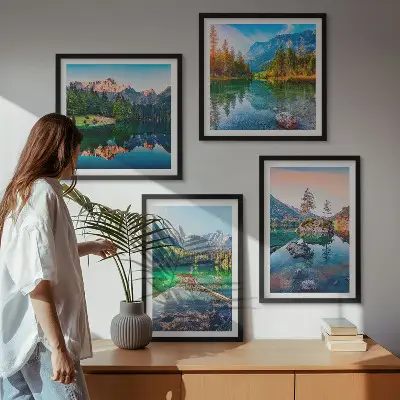 Bergmeren natuurlandschap meerluik in lijst