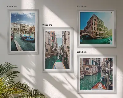 Architectuur van de kanalen van Venetië set van posters met lijst