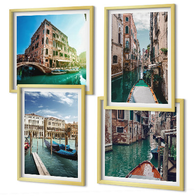 Set van posters met lijst Architectuur van de kanalen van Venetië