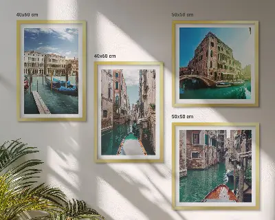 Architectuur van de kanalen van Venetië set van posters met lijst