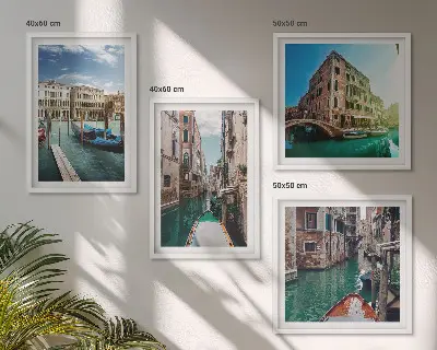 Architectuur van de kanalen van Venetië set van posters met lijst