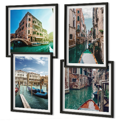 Set van posters met lijst Architectuur van de kanalen van Venetië