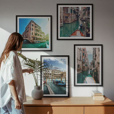 Set van posters met lijst Architectuur van de kanalen van Venetië
