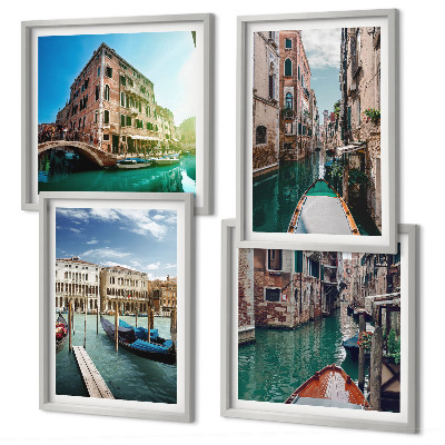 Set van posters met lijst Architectuur van de kanalen van Venetië