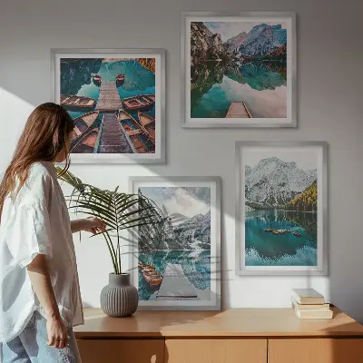 Meer, bruggen, bergen meerluik in lijst