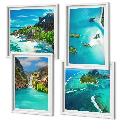 Set van posters met lijst Tropische turquoise eilanden