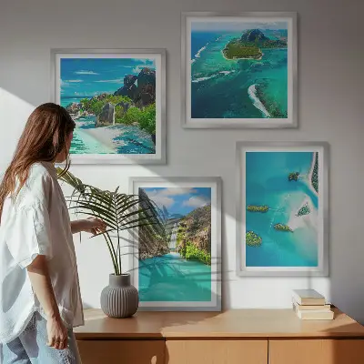 Set van posters met lijst Tropische turquoise eilanden