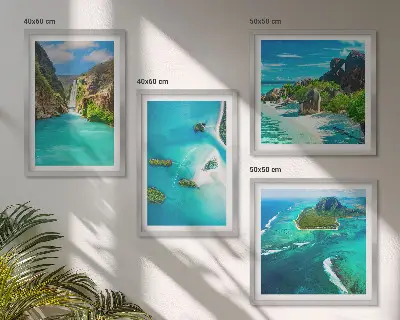 Set van posters met lijst Tropische turquoise eilanden