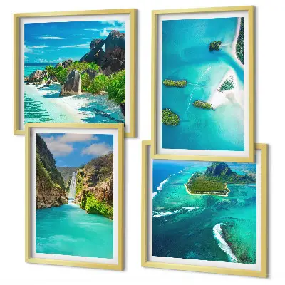 Set van posters met lijst Tropische turquoise eilanden