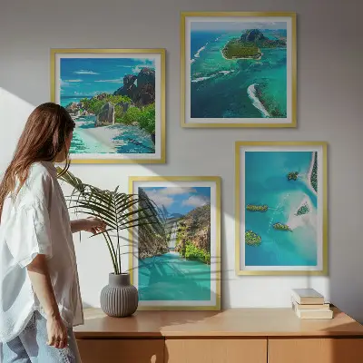 Set van posters met lijst Tropische turquoise eilanden