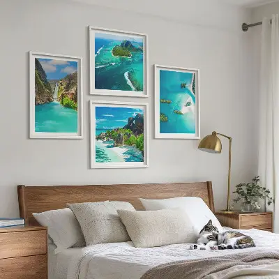 Set van posters met lijst Tropische turquoise eilanden