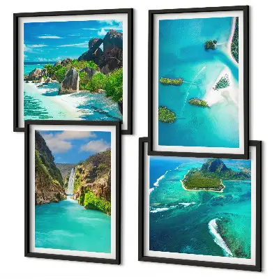 Set van posters met lijst Tropische turquoise eilanden