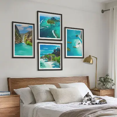 Set van posters met lijst Tropische turquoise eilanden