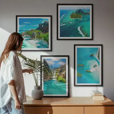 Set van posters met lijst Tropische turquoise eilanden