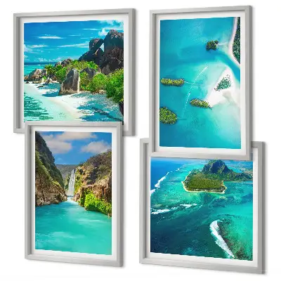 Set van posters met lijst Tropische turquoise eilanden