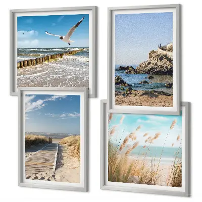 Poster met lijst strand met houten pad en kliffen