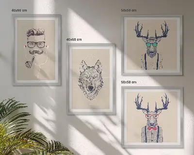 Stijlvolle dierenportretten meerluik in lijst