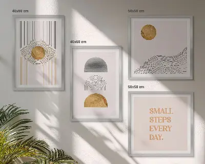 Abstracte geometrische vormen set van posters met lijst