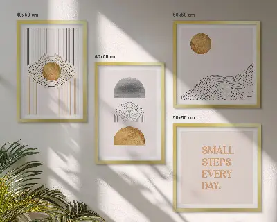 Abstracte geometrische vormen set van posters met lijst