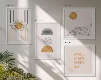 Abstracte geometrische vormen set van posters met lijst