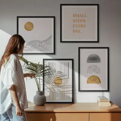 Abstracte geometrische vormen set van posters met lijst