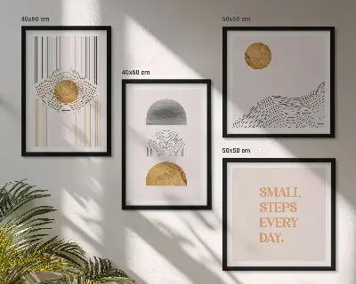 Abstracte geometrische vormen set van posters met lijst