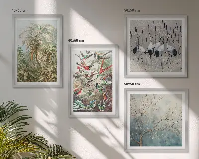 Meerluik in lijst met tropische planten, vogels en natuur 
