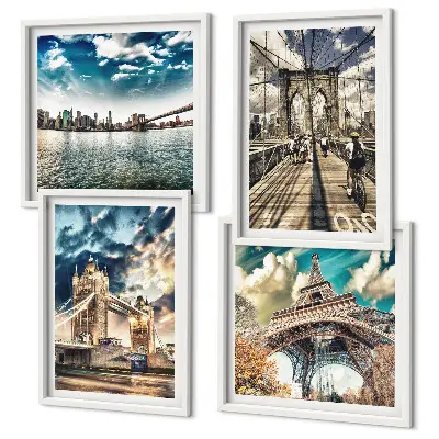 Set van posters met lijst Torenbruggen in Europese steden