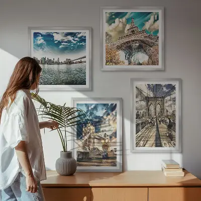 Set van posters met lijst Torenbruggen in Europese steden