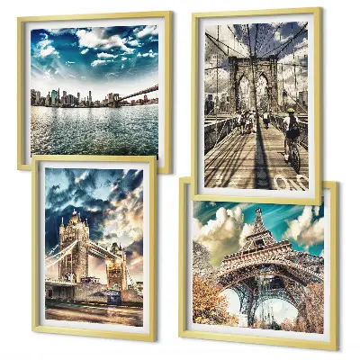 Set van posters met lijst Torenbruggen in Europese steden