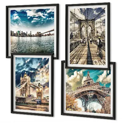 Set van posters met lijst Torenbruggen in Europese steden