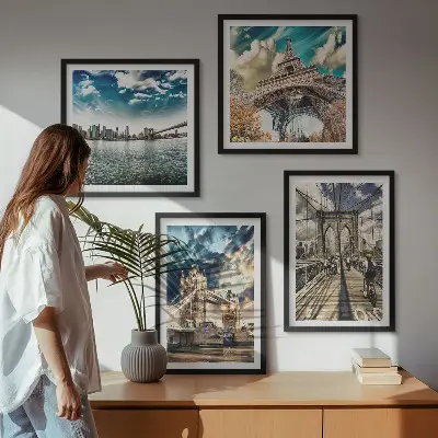 Set van posters met lijst Torenbruggen in Europese steden