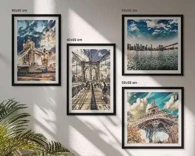 Set van posters met lijst Torenbruggen in Europese steden