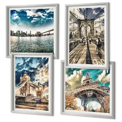 Set van posters met lijst Torenbruggen in Europese steden