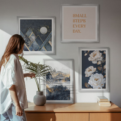 Set van posters met lijst Abstracte bergen en bloemen ter inspiratie