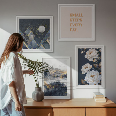 Set van posters met lijst Abstracte bergen en bloemen ter inspiratie