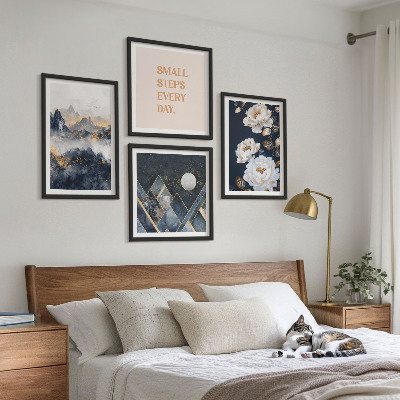Set van posters met lijst Abstracte bergen en bloemen ter inspiratie