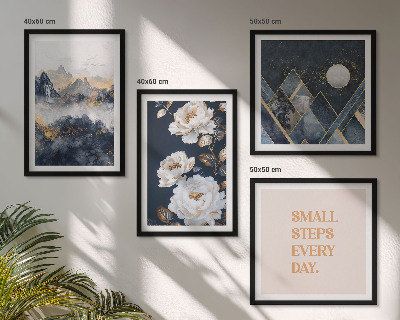 Set van posters met lijst Abstracte bergen en bloemen ter inspiratie