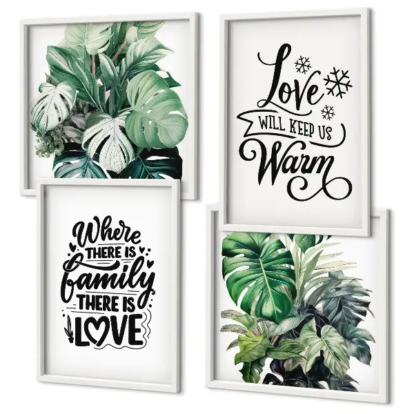 Meerluik in lijst met aquarelontwerp van familie, liefde en een huis