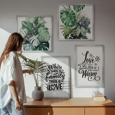 Meerluik in lijst met aquarelontwerp van familie, liefde en een huis