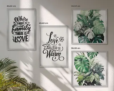 Meerluik in lijst met aquarelontwerp van familie, liefde en een huis