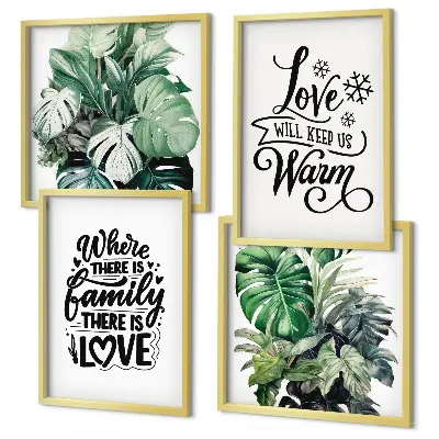 Meerluik in lijst met aquarelontwerp van familie, liefde en een huis