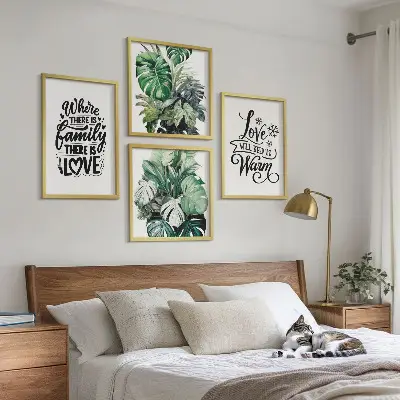Meerluik in lijst met aquarelontwerp van familie, liefde en een huis