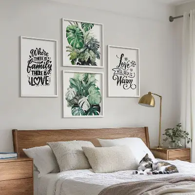 Meerluik in lijst met aquarelontwerp van familie, liefde en een huis
