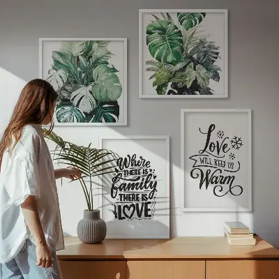 Meerluik in lijst met aquarelontwerp van familie, liefde en een huis