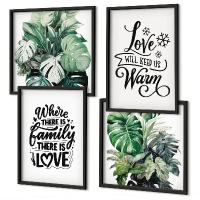 Meerluik in lijst met aquarelontwerp van familie, liefde en een huis