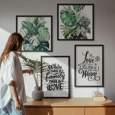 Meerluik in lijst met aquarelontwerp van familie, liefde en een huis