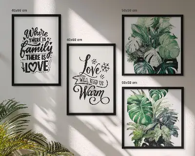 Meerluik in lijst met aquarelontwerp van familie, liefde en een huis